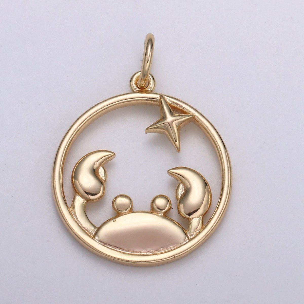 S925 Sterling Silver Zodiac Horoscope Gold Vermeil Open Round Charm | A-677-A-688 - DLUXCA