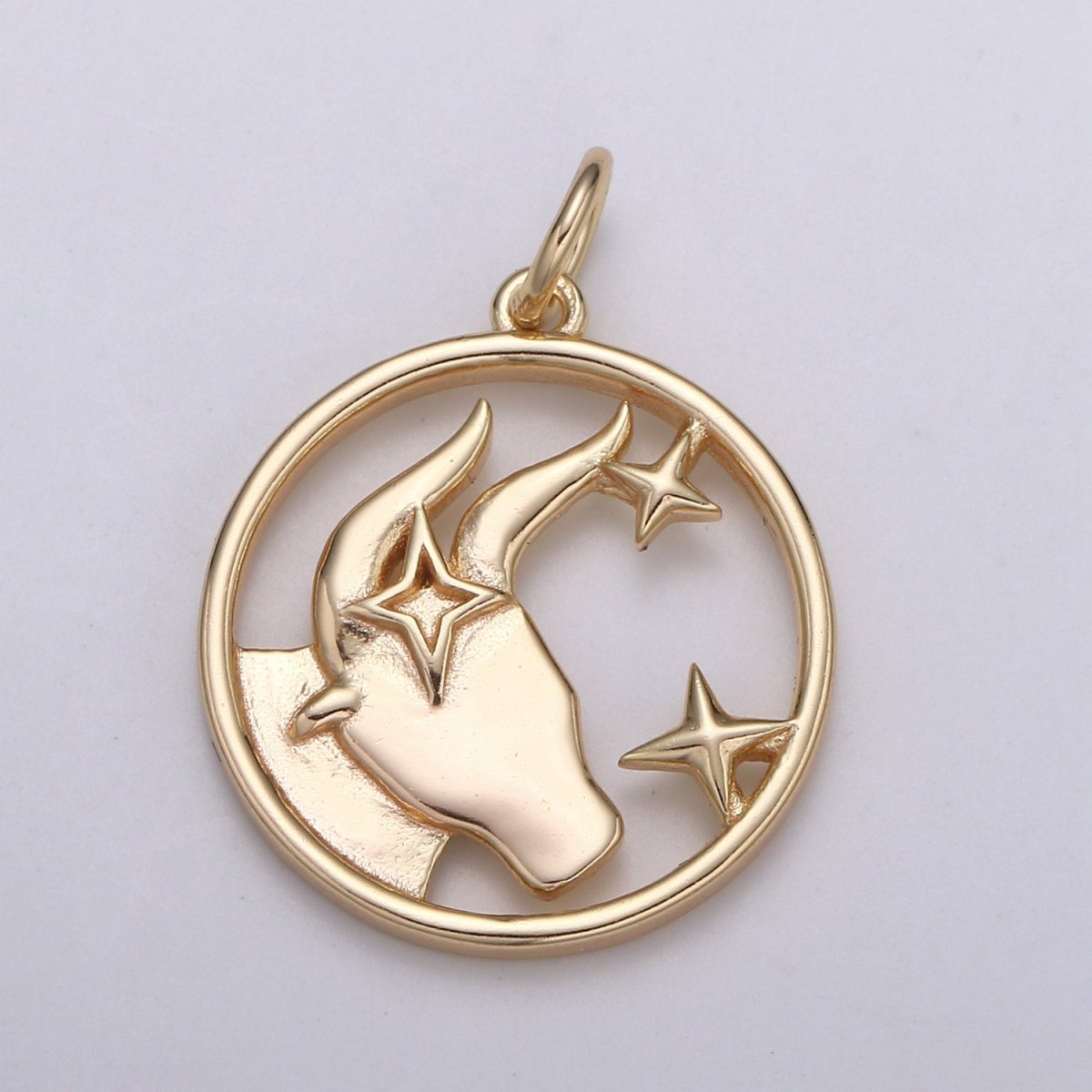 S925 Sterling Silver Zodiac Horoscope Gold Vermeil Open Round Charm | A-677-A-688 - DLUXCA