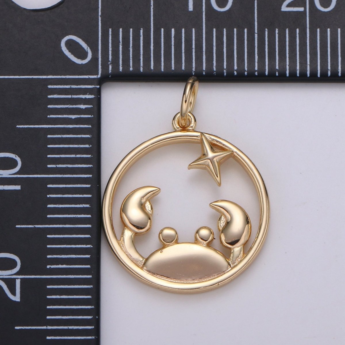 S925 Sterling Silver Zodiac Horoscope Gold Vermeil Open Round Charm | A-677-A-688 - DLUXCA