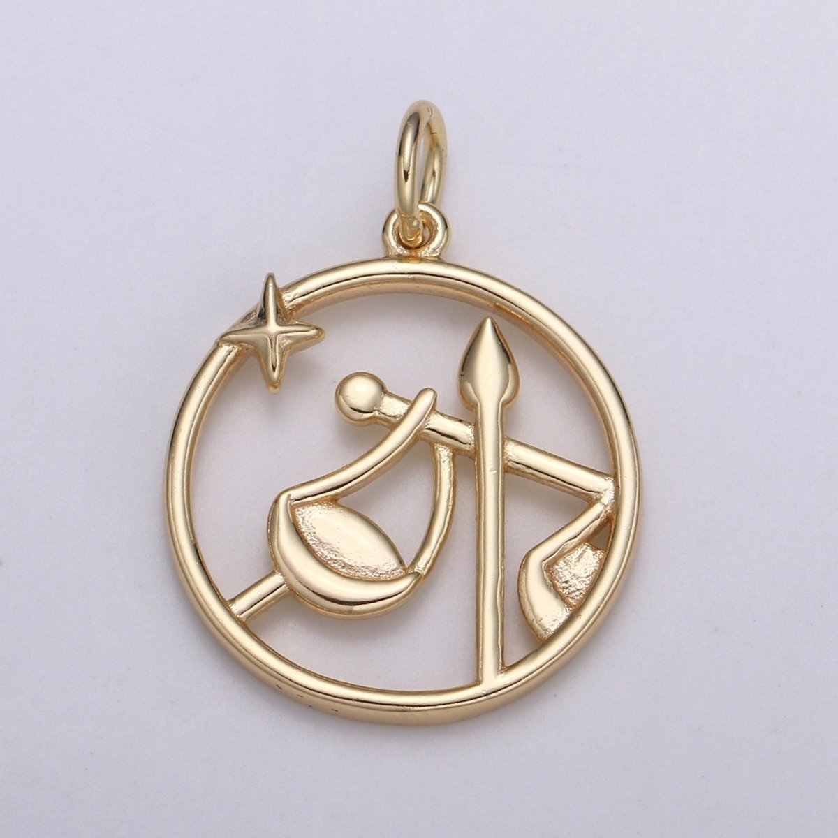 S925 Sterling Silver Zodiac Horoscope Gold Vermeil Open Round Charm | A-677-A-688 - DLUXCA