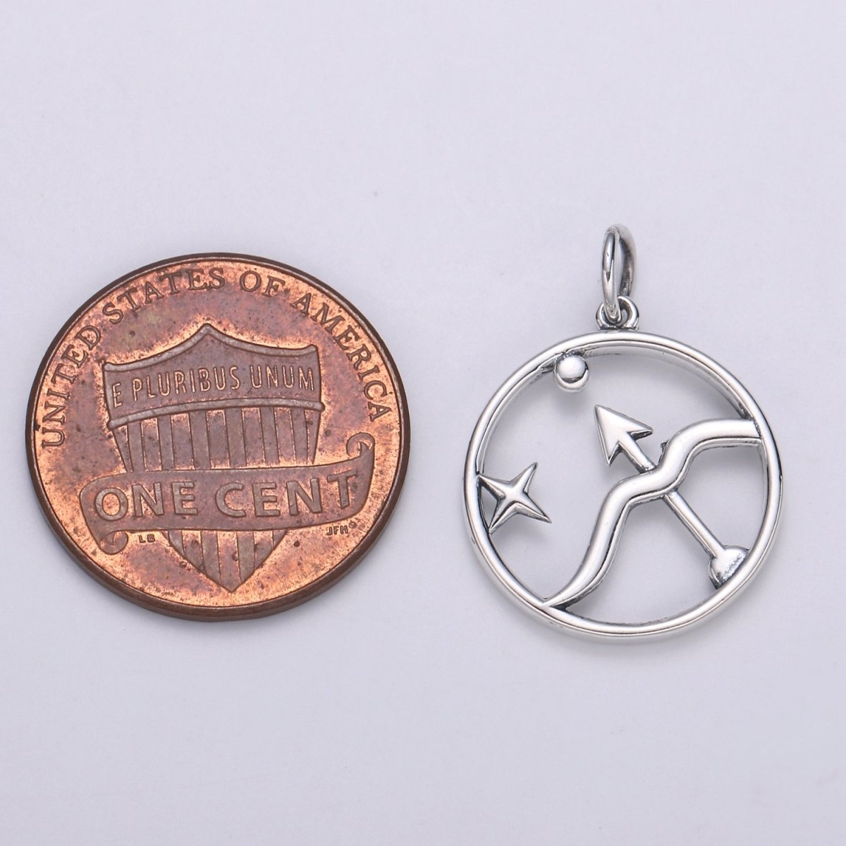 S925 Sterling Silver Zodiac Horoscope Silver Open Round Charm | A-690-A-702 - DLUXCA