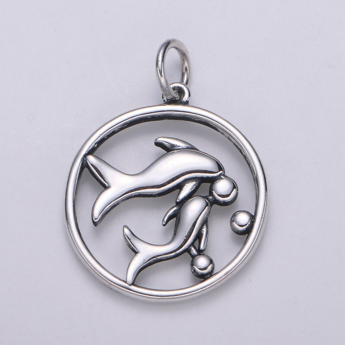S925 Sterling Silver Zodiac Horoscope Silver Open Round Charm | A-690-A-702 - DLUXCA