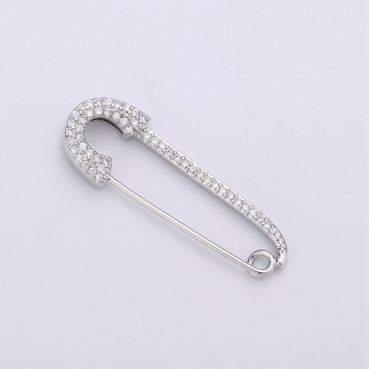 Safety Pin Earrings, Micro Pave Safety Pin Earrings, Safety Pin Jewelry, Gold Safety Pin Earrings, Silver Safety Pin Earrings K-492 K-493 - DLUXCA