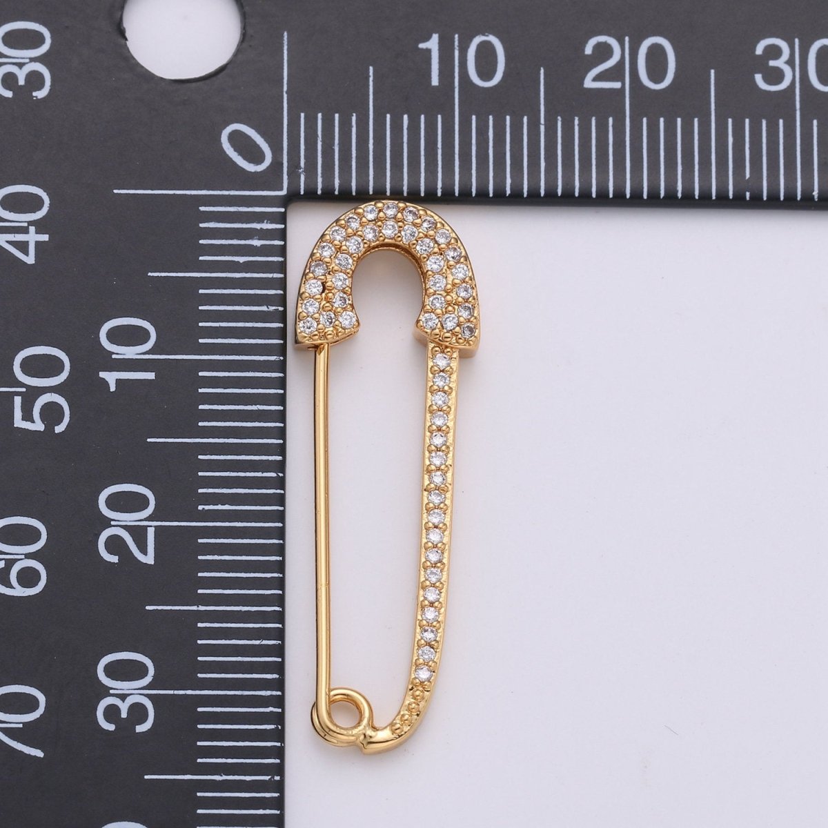 Safety Pin Earrings, Micro Pave Safety Pin Earrings, Safety Pin Jewelry, Gold Safety Pin Earrings, Silver Safety Pin Earrings K-492 K-493 - DLUXCA