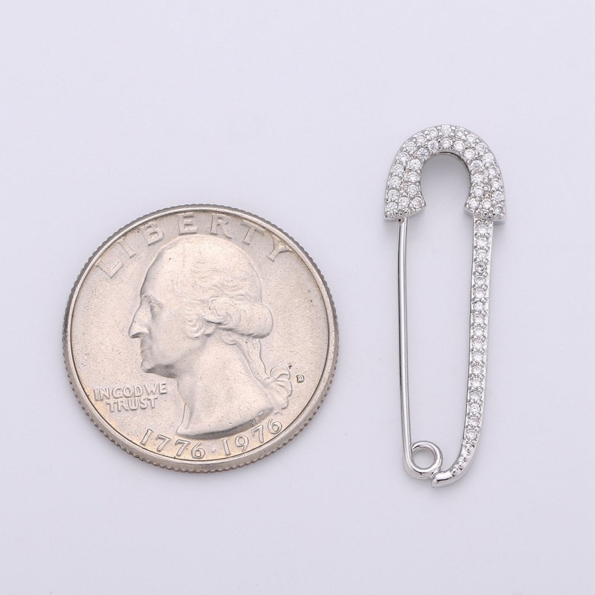 Safety Pin Earrings, Micro Pave Safety Pin Earrings, Safety Pin Jewelry, Gold Safety Pin Earrings, Silver Safety Pin Earrings K-492 K-493 - DLUXCA