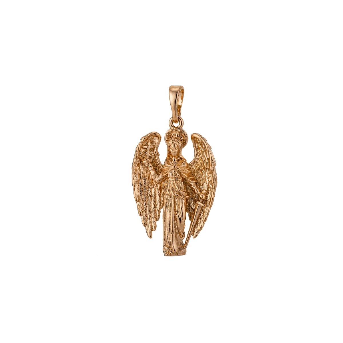 Saint Michael the Archangel Pendant 18k Gold Filled St Michael The Archangel Miniature Charm Patron Saint of Soldiers Police H-817 - DLUXCA
