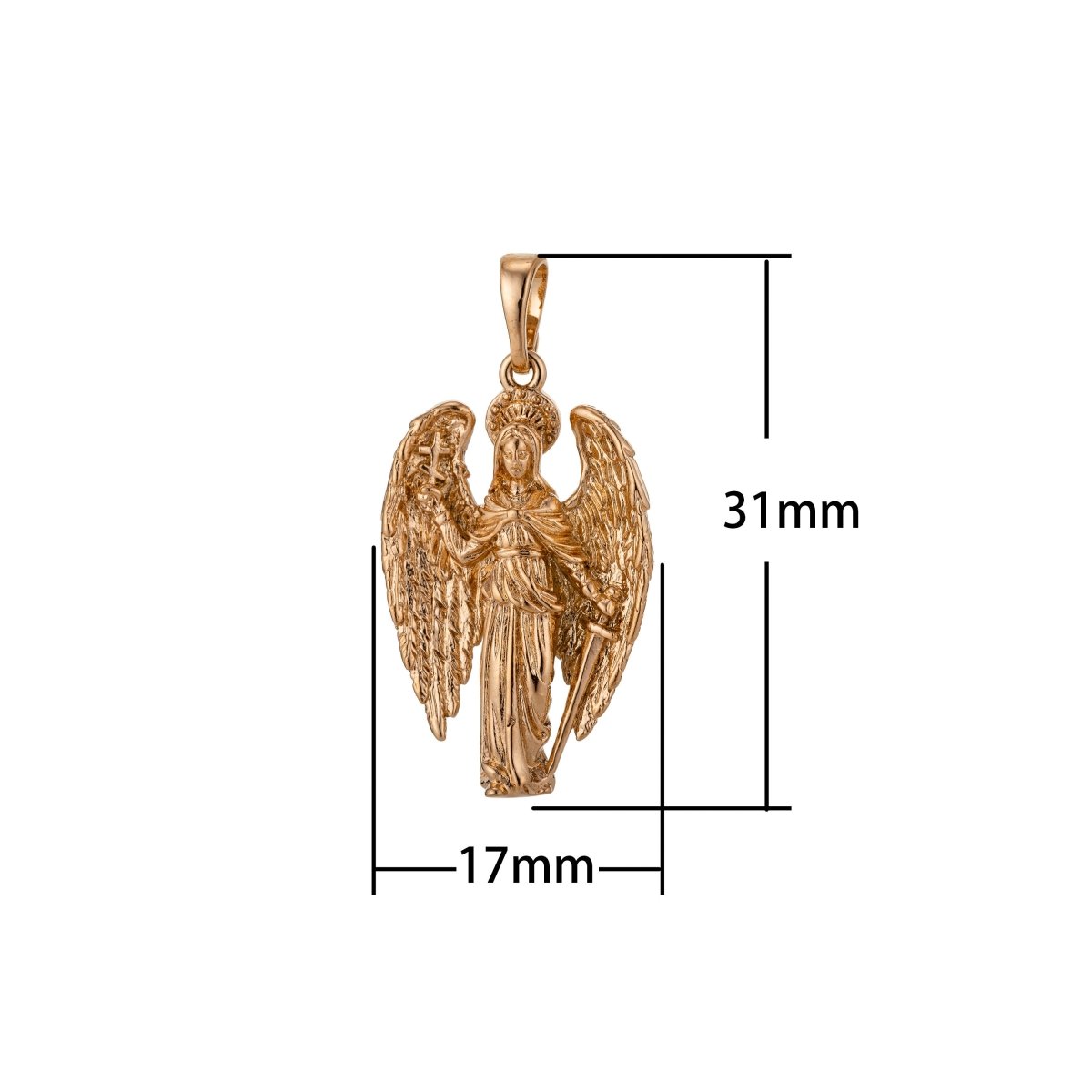 Saint Michael the Archangel Pendant 18k Gold Filled St Michael The Archangel Miniature Charm Patron Saint of Soldiers Police H-817 - DLUXCA