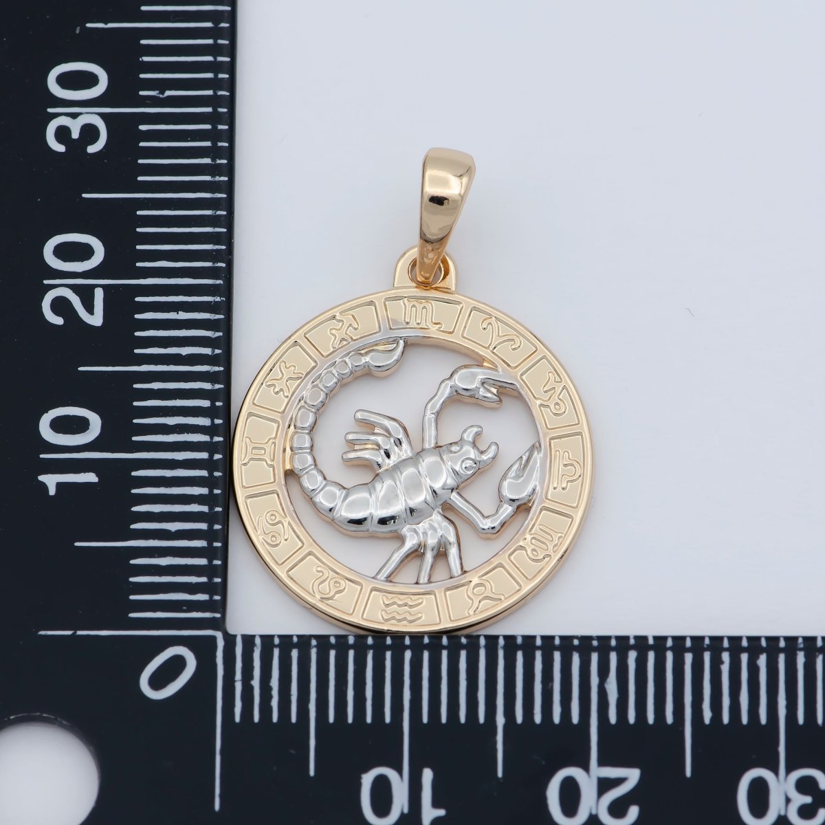 Scorpion Charm 2tone color 18k Gold Filled Pendant Zodiac Medallion Charm Scorpion Astrology Sign October November Birthday Gift Lover I-055 - DLUXCA