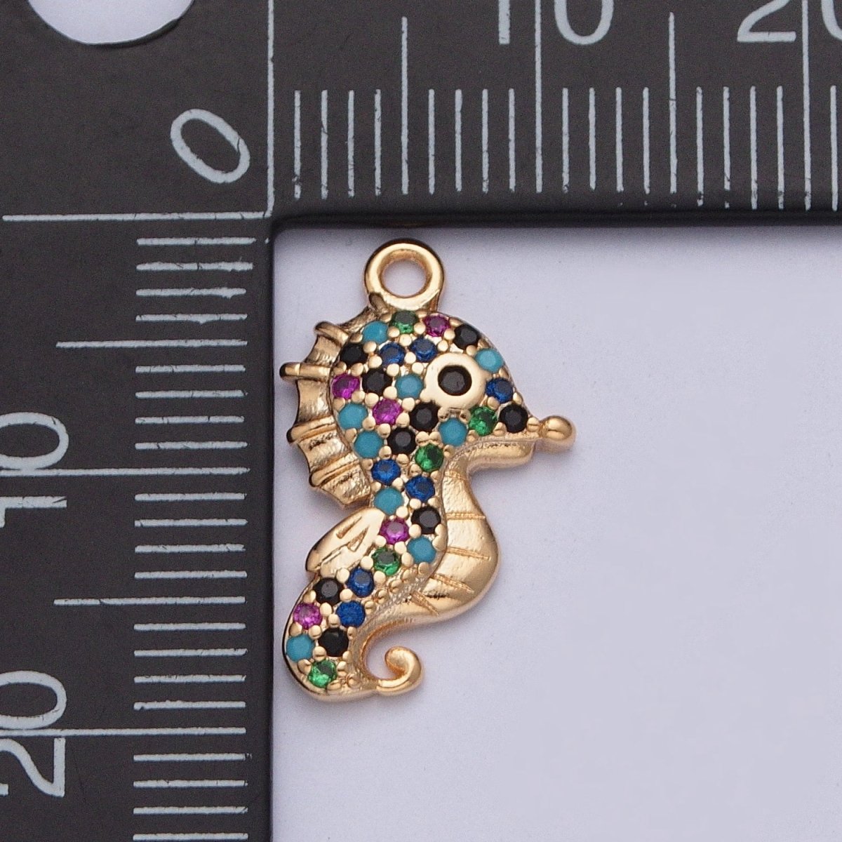 Seahorse Ocean Wildlife Multicolor Micro Paved CZ Charm | X-198 - DLUXCA