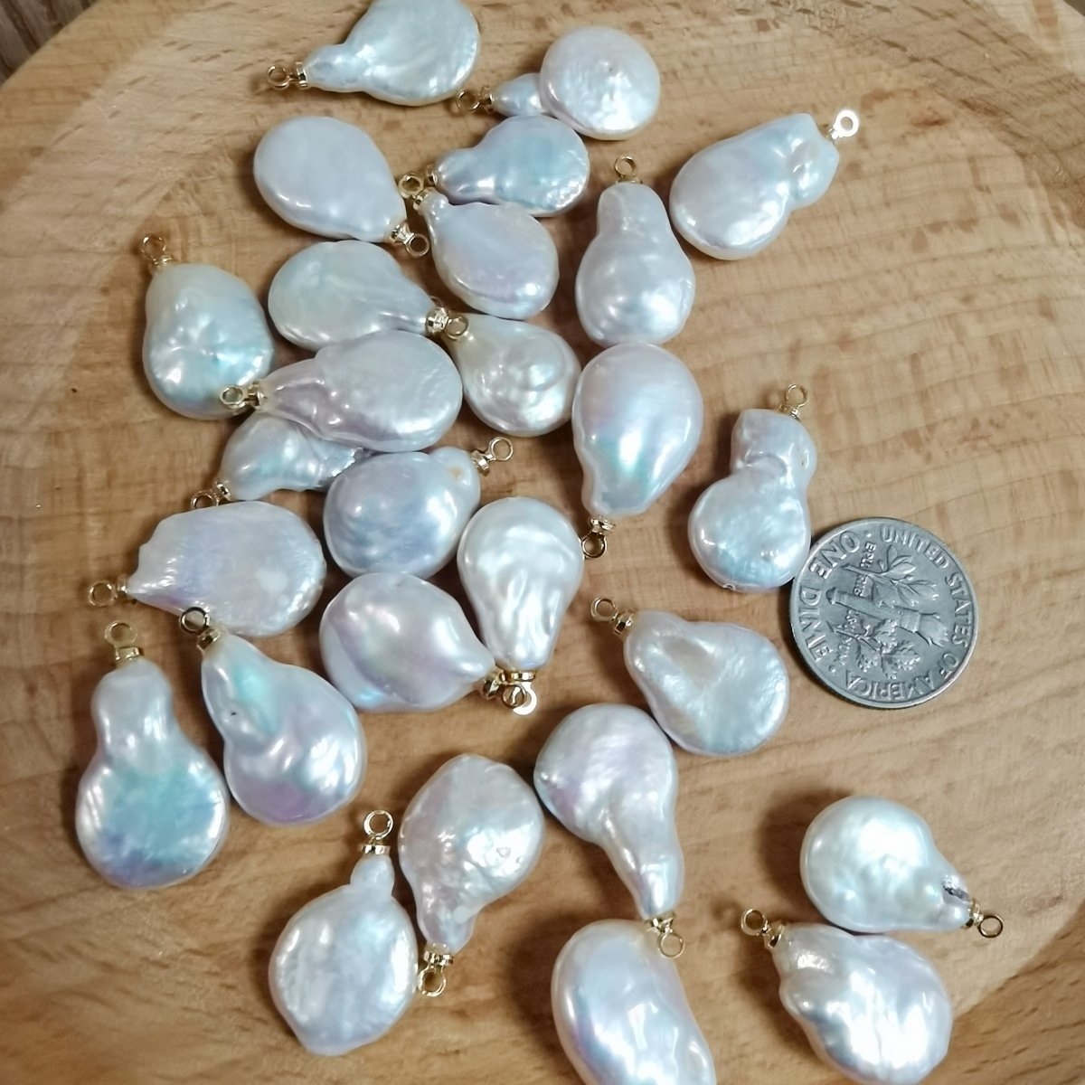 Semi Baroque Freshwater Pearl Charm P-1797 - DLUXCA