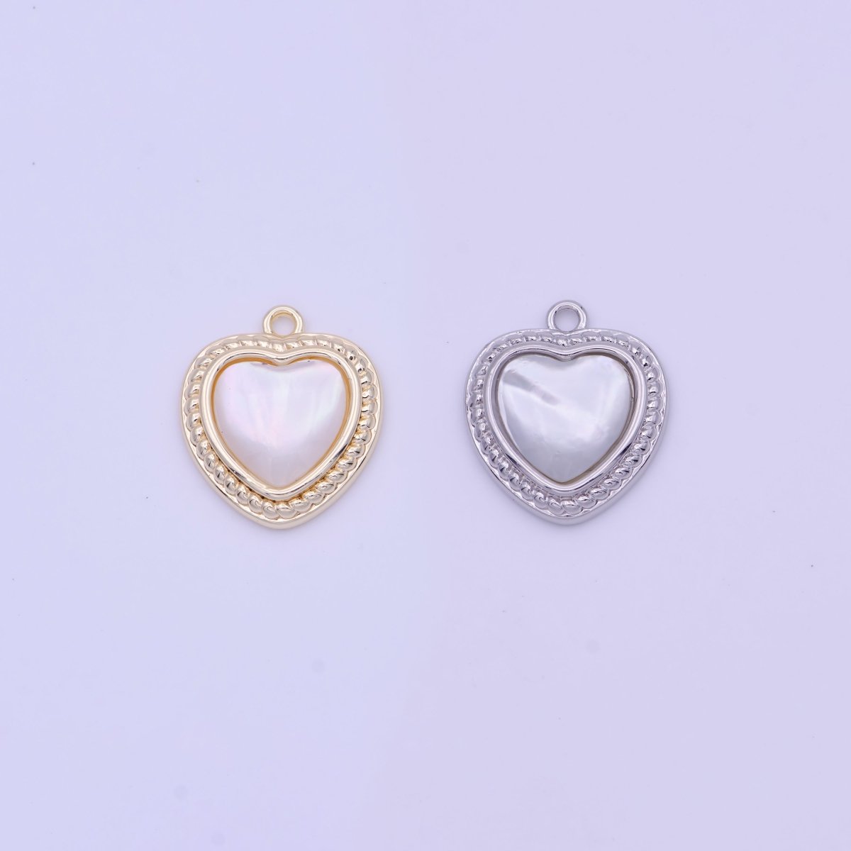 Shell Pearl Heart Love Braided Charm in Gold & Silver | D-290 D-333 - DLUXCA
