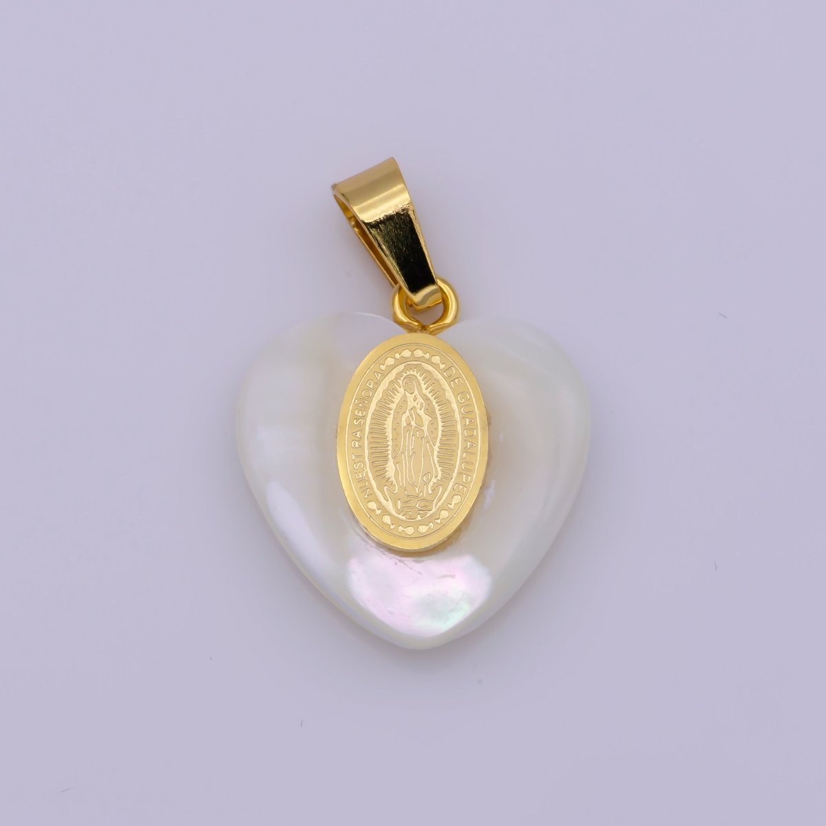 Shell Pearl Our Lady of Guadalupe, Virgin Mary Pendant, Saint Benedict Charm in Heart Pearl Charm for Necklace Making J-522 J-524 J-525 - DLUXCA
