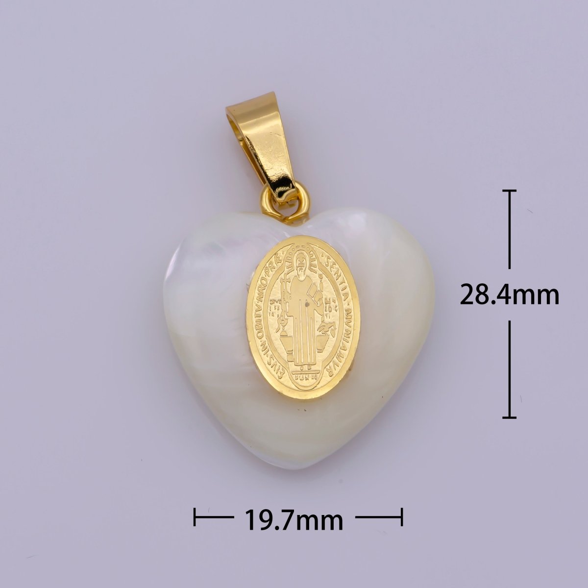 Shell Pearl Our Lady of Guadalupe, Virgin Mary Pendant, Saint Benedict Charm in Heart Pearl Charm for Necklace Making J-522 J-524 J-525 - DLUXCA