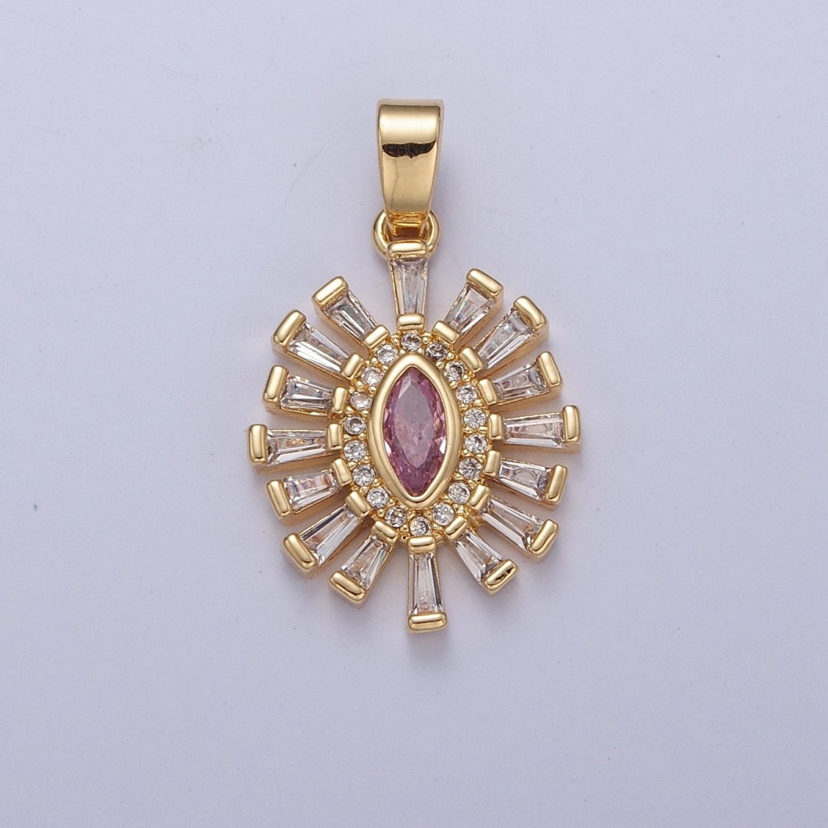 Shimmering Pave Eye Necklace Pendant Evil Eye Necklace Charm Gold Medallion Necklace | X-338 - X-341 - DLUXCA