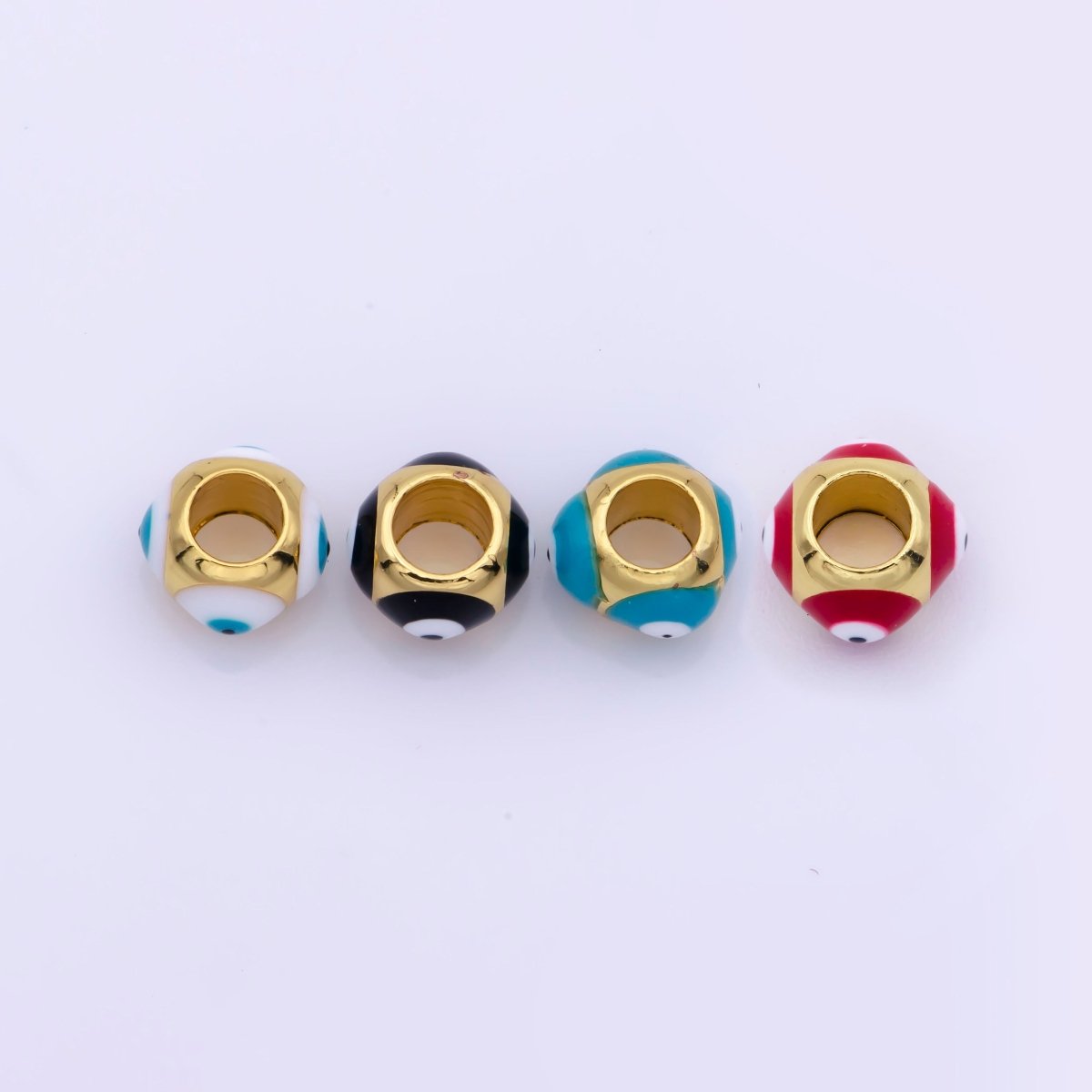 Shiny Gold Filled Evil Eye Beads, Blue White Enamel Evil Eye Spacer Bead Charm Connector for Bracelet B-663 to B-666 - DLUXCA