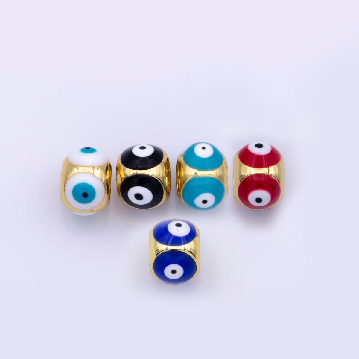 Shiny Gold Filled Evil Eye Beads, Blue White Enamel Evil Eye Spacer Bead Charm Connector for Bracelet B-663 to B-666 - DLUXCA