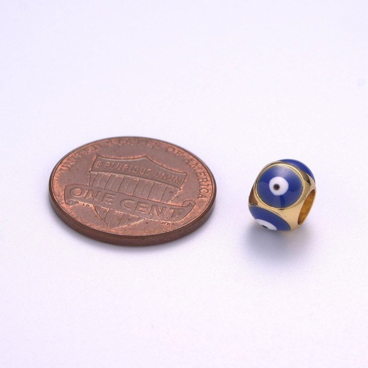 Shiny Gold Filled Evil Eye Beads, Blue White Enamel Evil Eye Spacer Bead Charm Connector for Bracelet B-663 to B-666 - DLUXCA