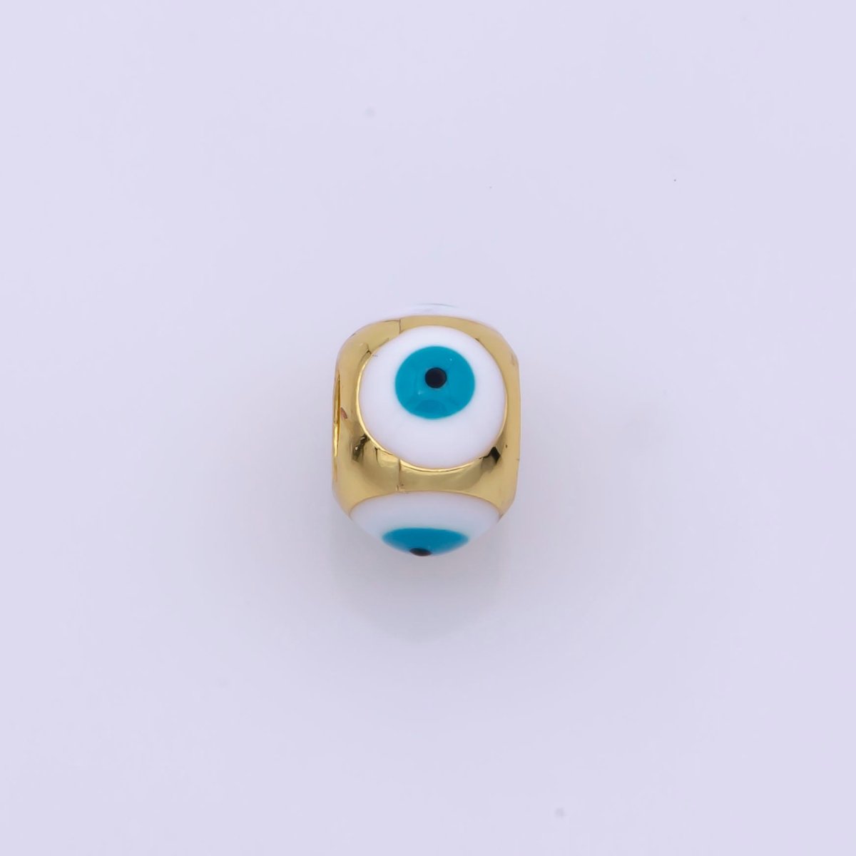 Shiny Gold Filled Evil Eye Beads, Blue White Enamel Evil Eye Spacer Bead Charm Connector for Bracelet B-663 to B-666 - DLUXCA