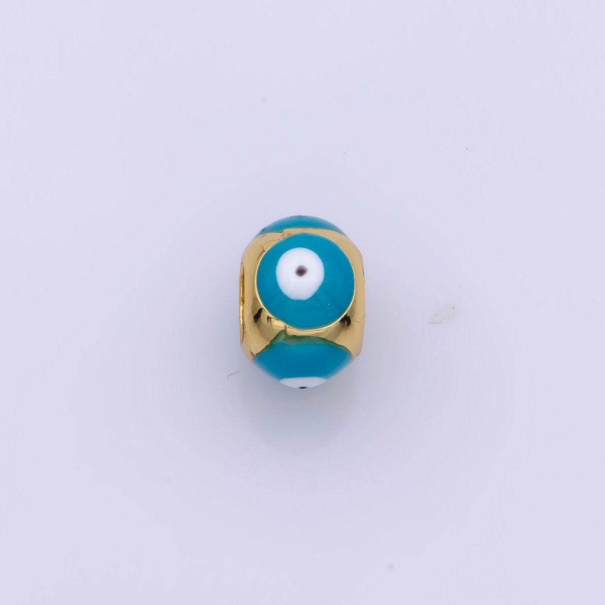 Shiny Gold Filled Evil Eye Beads, Blue White Enamel Evil Eye Spacer Bead Charm Connector for Bracelet B-663 to B-666 - DLUXCA