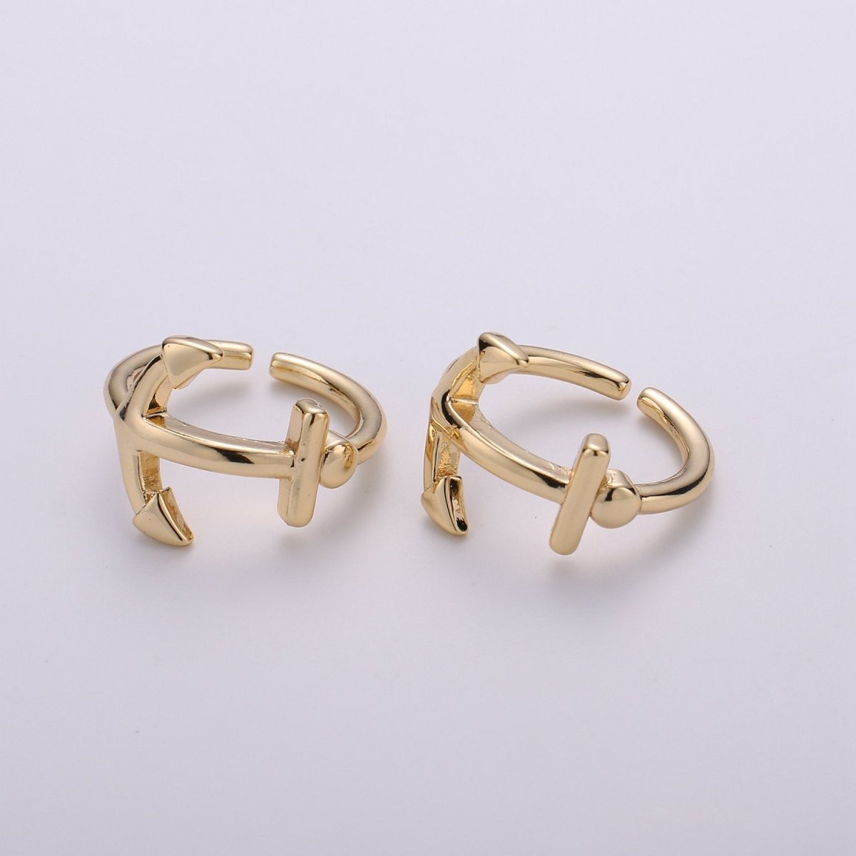Sideways Anchor Ring in Gold or Antique Gold - Sideways Anchor Ring - Horizontal Anchor Ring - Adjustable Ring R-019 R-020 - DLUXCA
