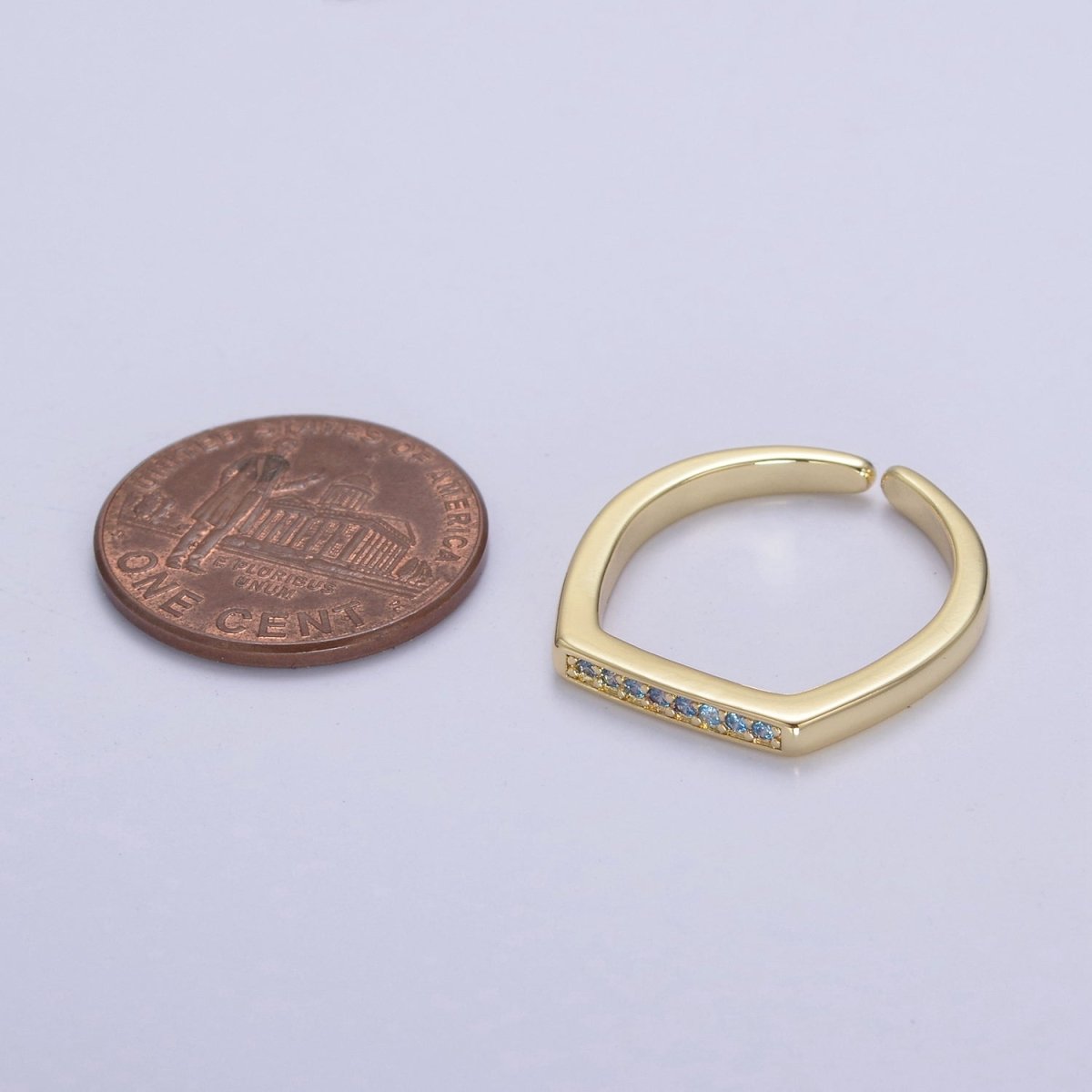 Signet Ring, Bar Ring, Stacking Ring, Minimalist Jewelry Gold Signet Ring, CZ Geometric Ring U-506 ~ U-508 - DLUXCA