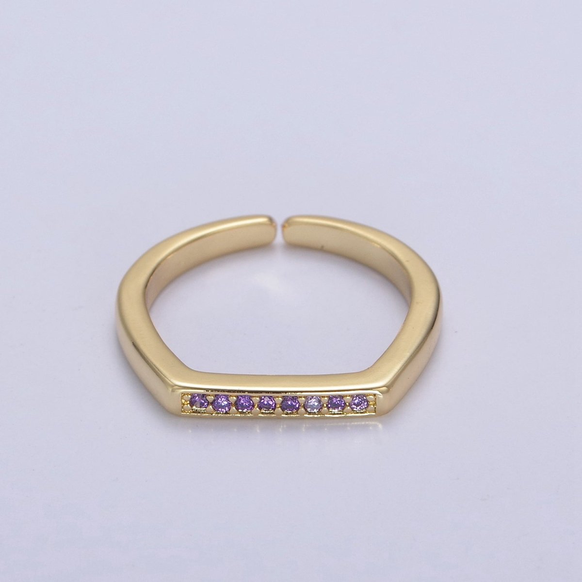 Signet Ring, Bar Ring, Stacking Ring, Minimalist Jewelry Gold Signet Ring, CZ Geometric Ring U-506 ~ U-508 - DLUXCA