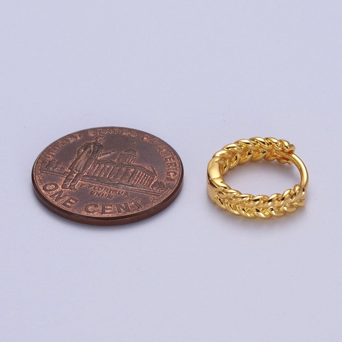 Silver, 24K, 14K, 18K Braided Wheat Paddy Gold Huggie Hoop Earrings P-118 P-119 P-269 AB-011 - DLUXCA