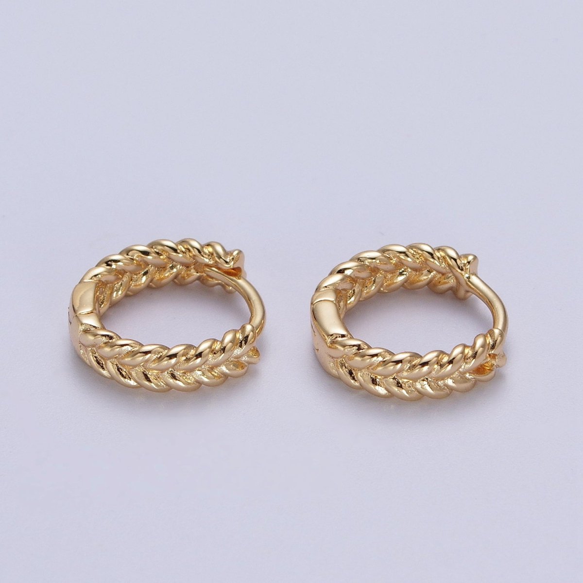 Silver, 24K, 14K, 18K Braided Wheat Paddy Gold Huggie Hoop Earrings P-118 P-119 P-269 AB-011 - DLUXCA