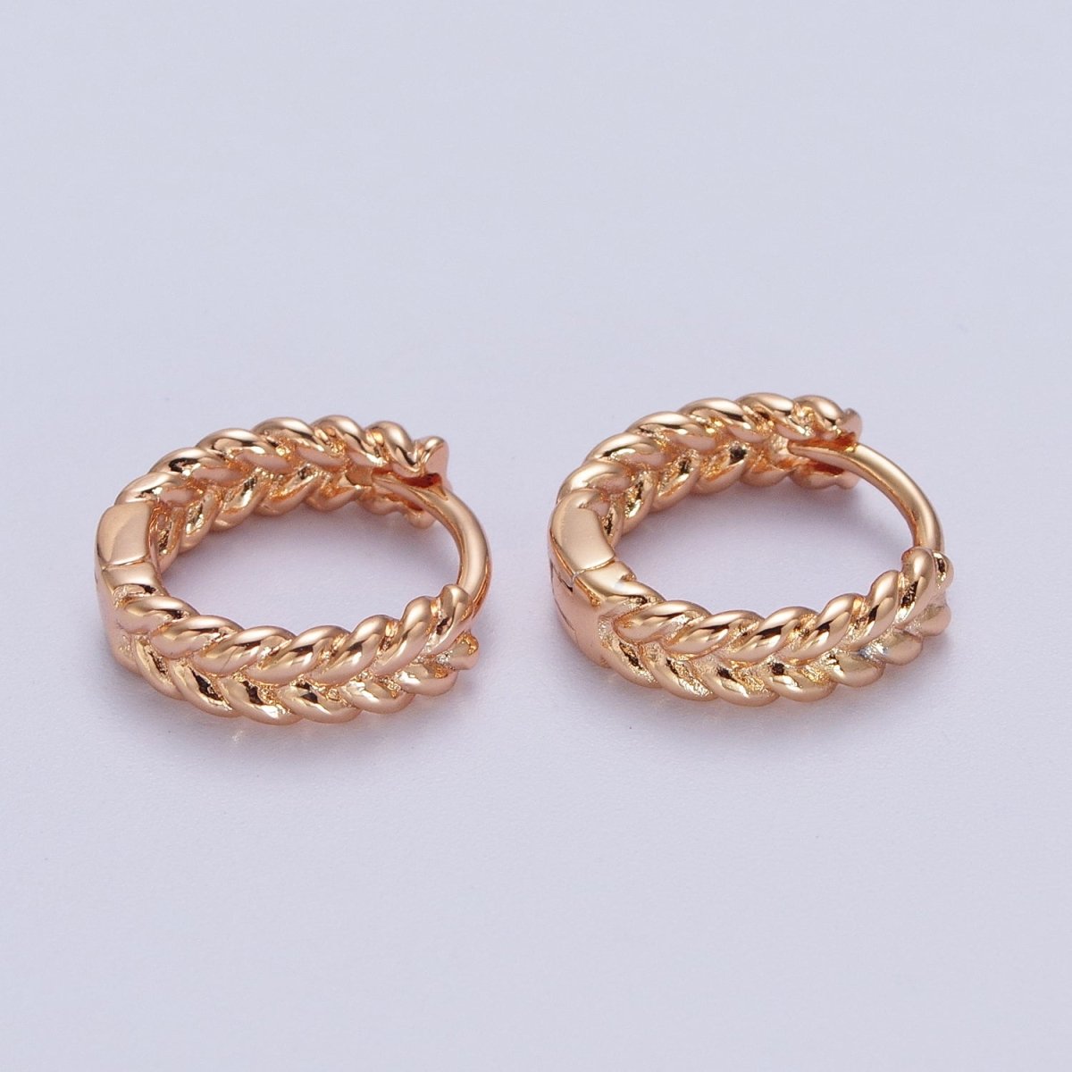 Silver, 24K, 14K, 18K Braided Wheat Paddy Gold Huggie Hoop Earrings P-118 P-119 P-269 AB-011 - DLUXCA
