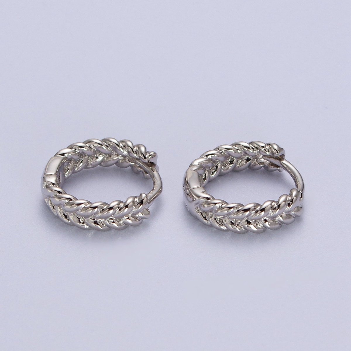 Silver, 24K, 14K, 18K Braided Wheat Paddy Gold Huggie Hoop Earrings P-118 P-119 P-269 AB-011 - DLUXCA
