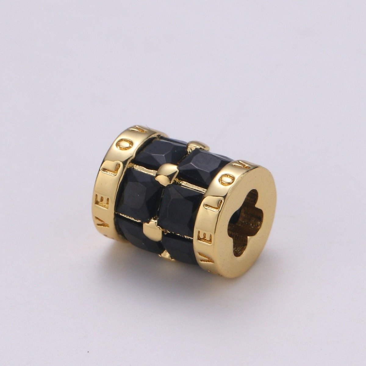 Silver, 24K Gold Filled Bead Clover Shape Small Hole Tube spacer Love Beads Charms Drum Barrel Beads, Enamel Tube Spacer 6.5x8mm Bracelet Beads | B381, B382 - DLUXCA