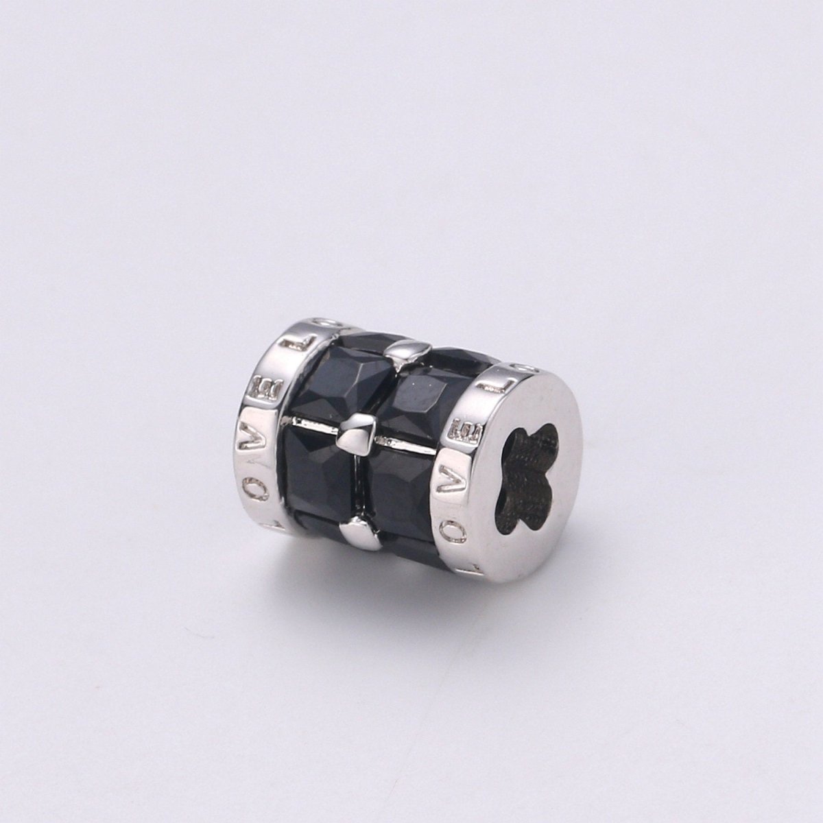 Silver, 24K Gold Filled Bead Clover Shape Small Hole Tube spacer Love Beads Charms Drum Barrel Beads, Enamel Tube Spacer 6.5x8mm Bracelet Beads | B381, B382 - DLUXCA