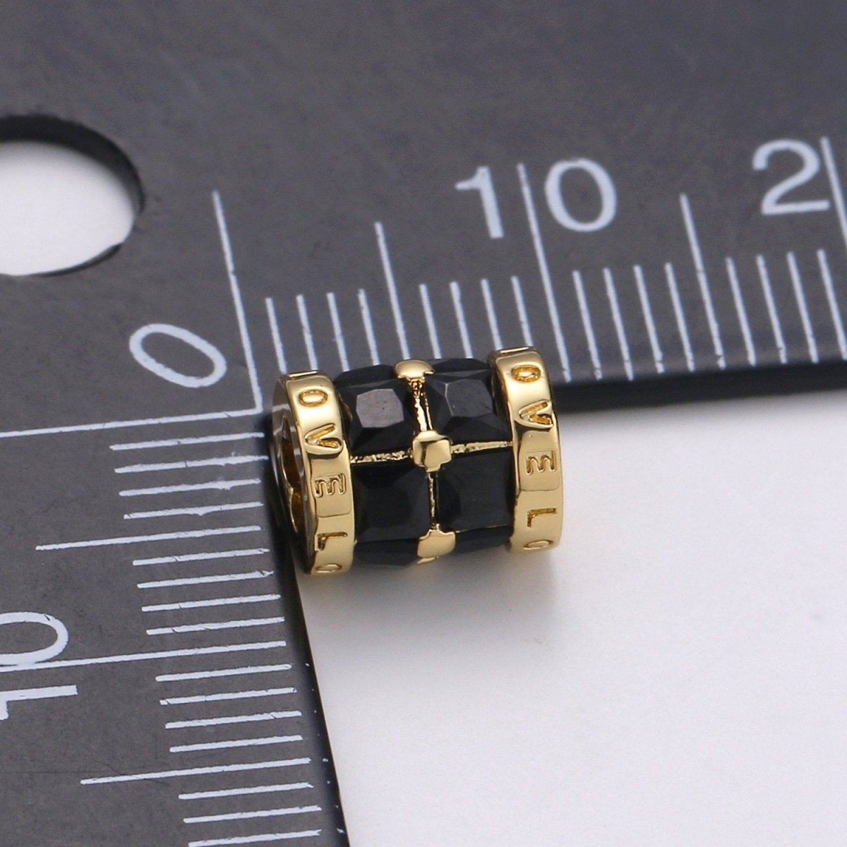 Silver, 24K Gold Filled Bead Clover Shape Small Hole Tube spacer Love Beads Charms Drum Barrel Beads, Enamel Tube Spacer 6.5x8mm Bracelet Beads | B381, B382 - DLUXCA