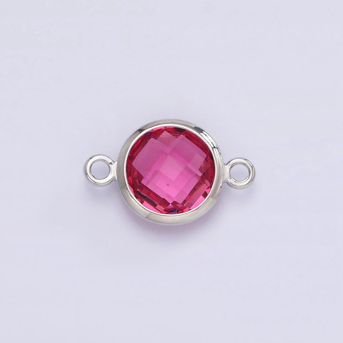 Silver Birthstone CZ Connector Link Connector for Bracelet Necklace School Colors Stone Finding G-754~G-763 G-765 - DLUXCA