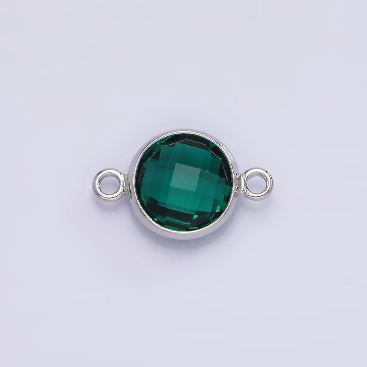 Silver Birthstone CZ Connector Link Connector for Bracelet Necklace School Colors Stone Finding G-754~G-763 G-765 - DLUXCA