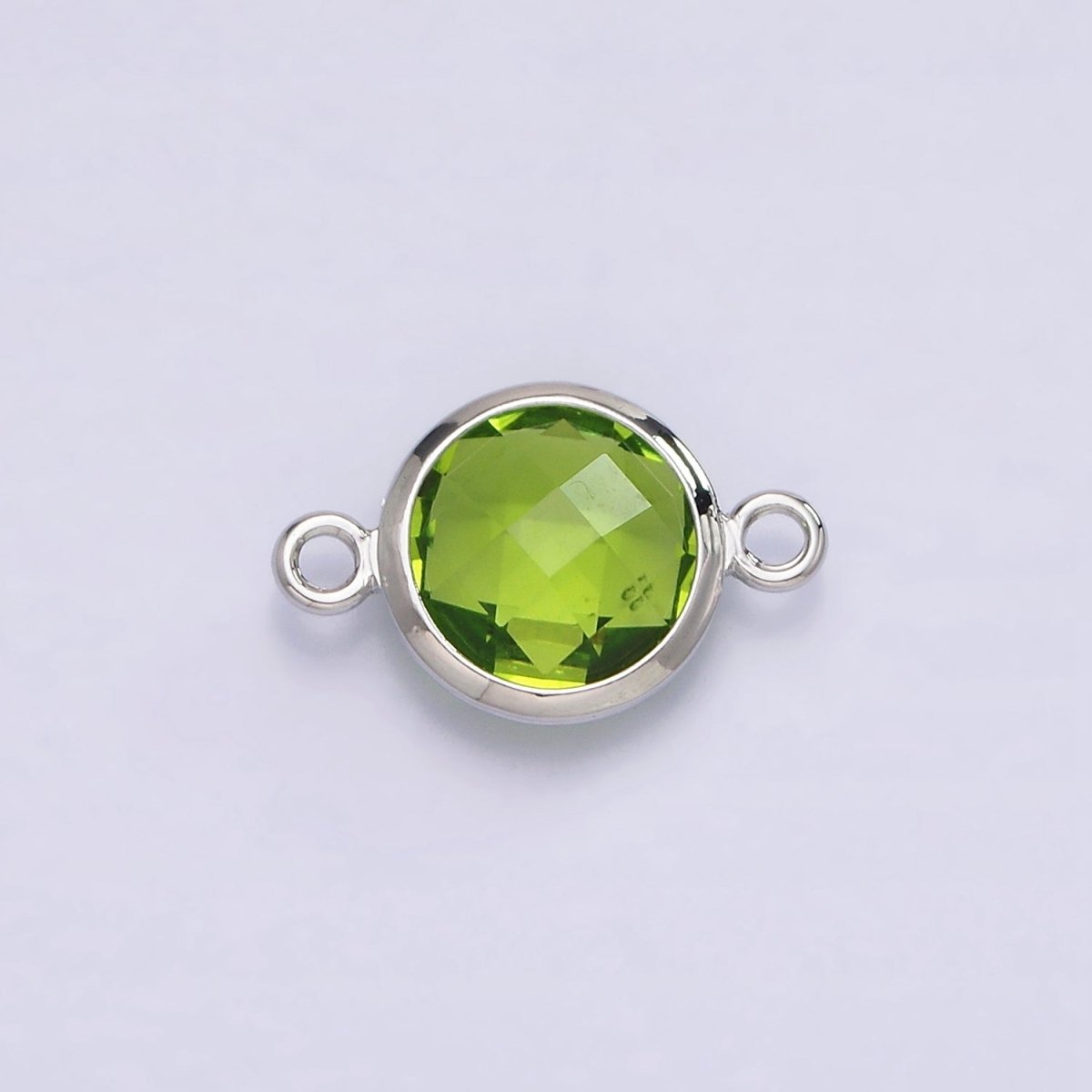 Silver Birthstone CZ Connector Link Connector for Bracelet Necklace School Colors Stone Finding G-754~G-763 G-765 - DLUXCA