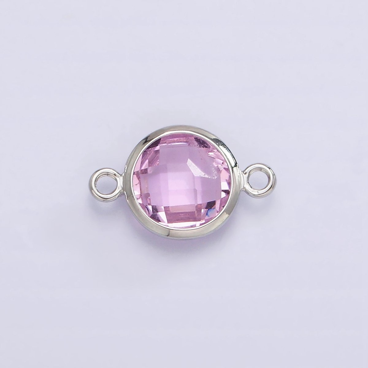 Silver Birthstone CZ Connector Link Connector for Bracelet Necklace School Colors Stone Finding G-754~G-763 G-765 - DLUXCA