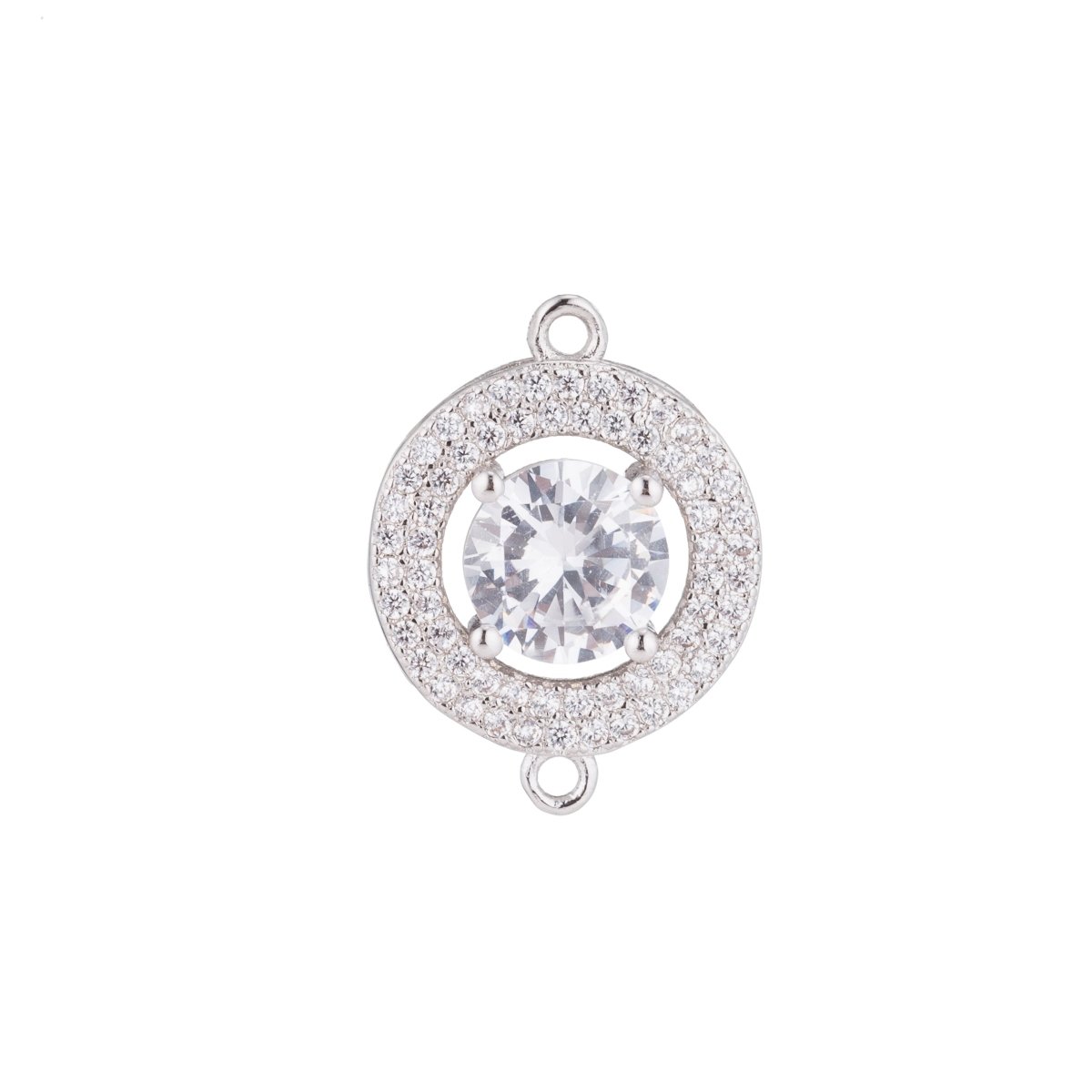 Silver, Black, Gold Filled Cute Round Rings, Diamond in Circle, Cubic Zirconia Necklace Bracelet Bead Finding Charm CONNECTOR For Jewelry Making | F-123 - DLUXCA