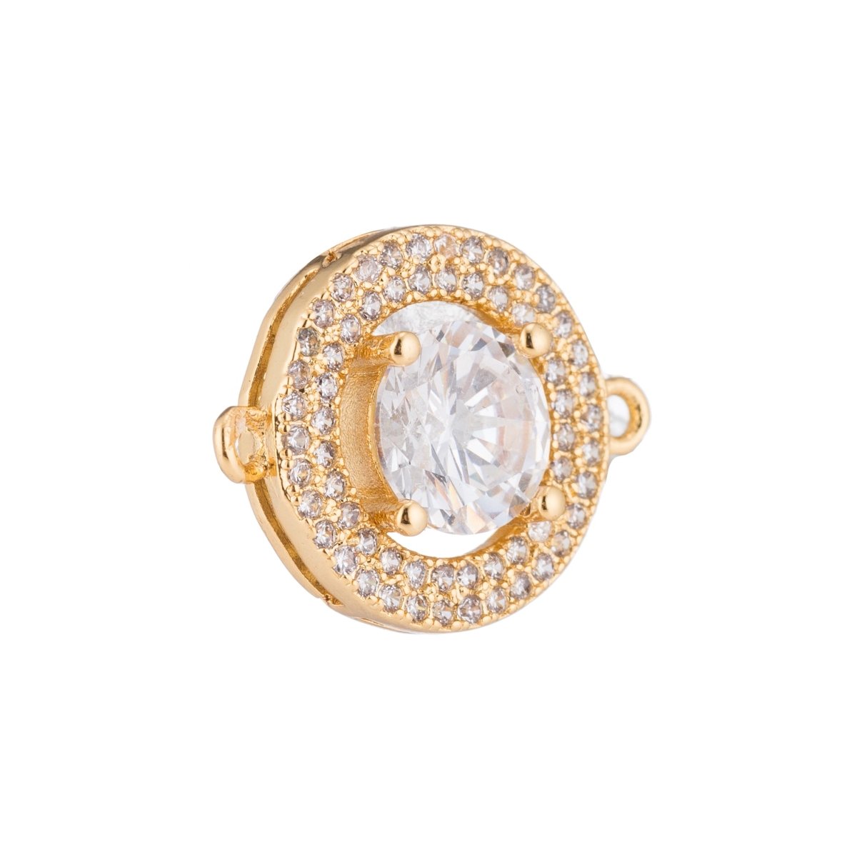 Silver, Black, Gold Filled Cute Round Rings, Diamond in Circle, Cubic Zirconia Necklace Bracelet Bead Finding Charm CONNECTOR For Jewelry Making | F-123 - DLUXCA