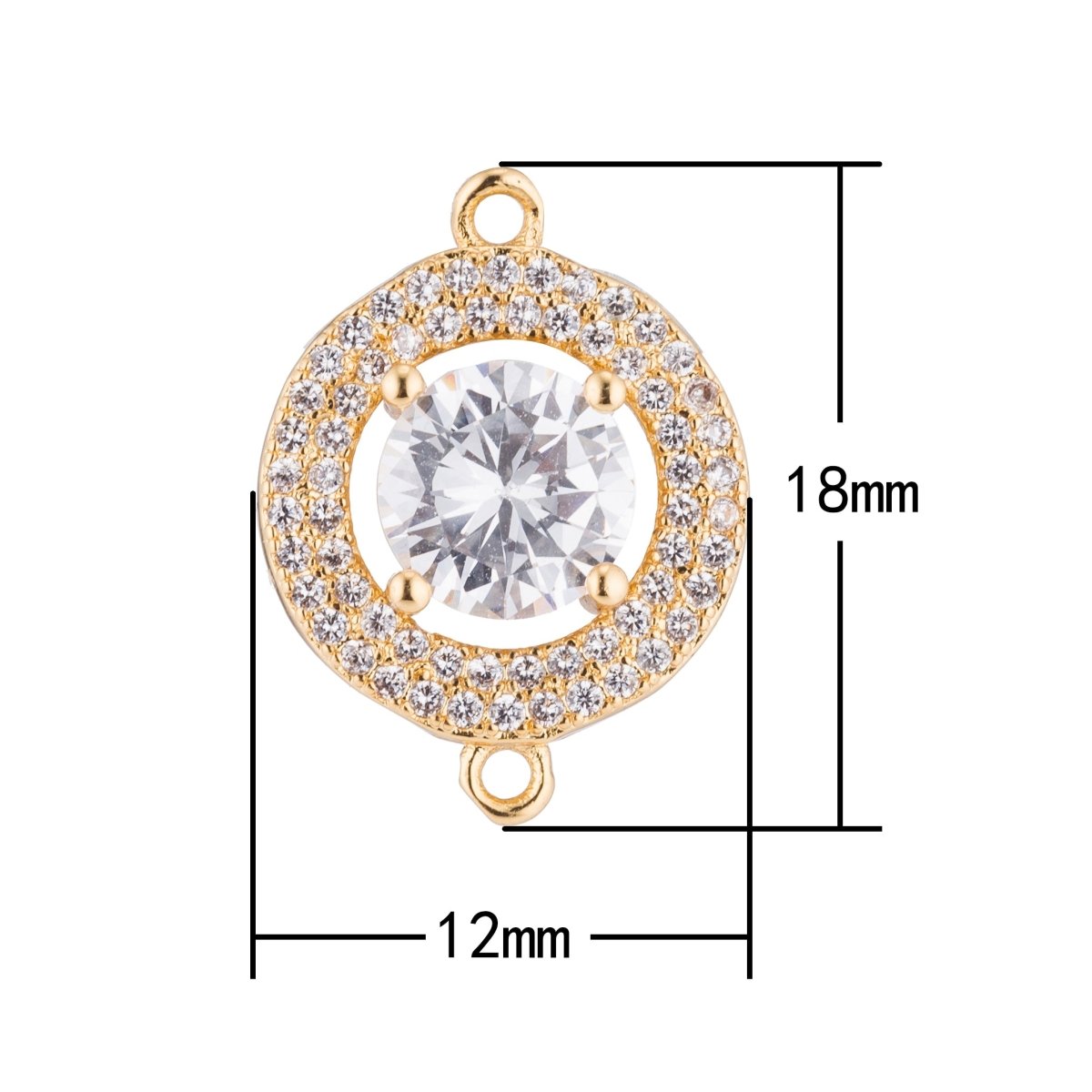 Silver, Black, Gold Filled Cute Round Rings, Diamond in Circle, Cubic Zirconia Necklace Bracelet Bead Finding Charm CONNECTOR For Jewelry Making | F-123 - DLUXCA