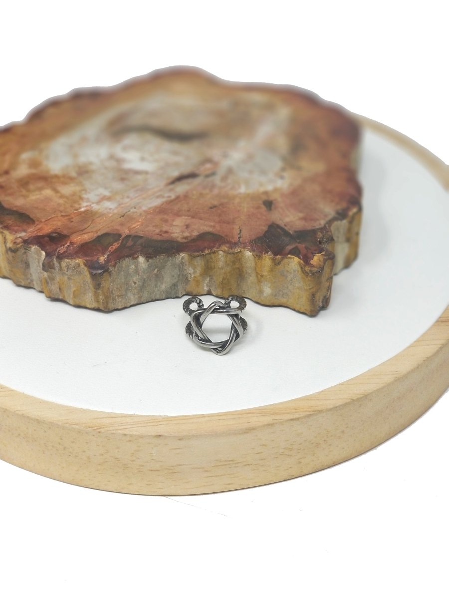 Silver celtic Pentacle Ear Cuff, Stainless Steel Pentagram Earcuff, Pagan Jewelry, K-185 - DLUXCA