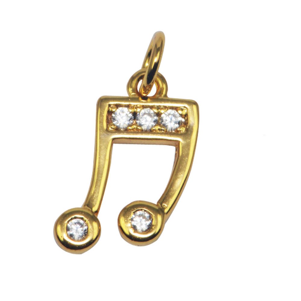 Silver Cubic Gold Filled Musical Note Charm Design Micro Pave Pendant for Earring Necklace Bracelet Charm Supply E-568 E-569 - DLUXCA