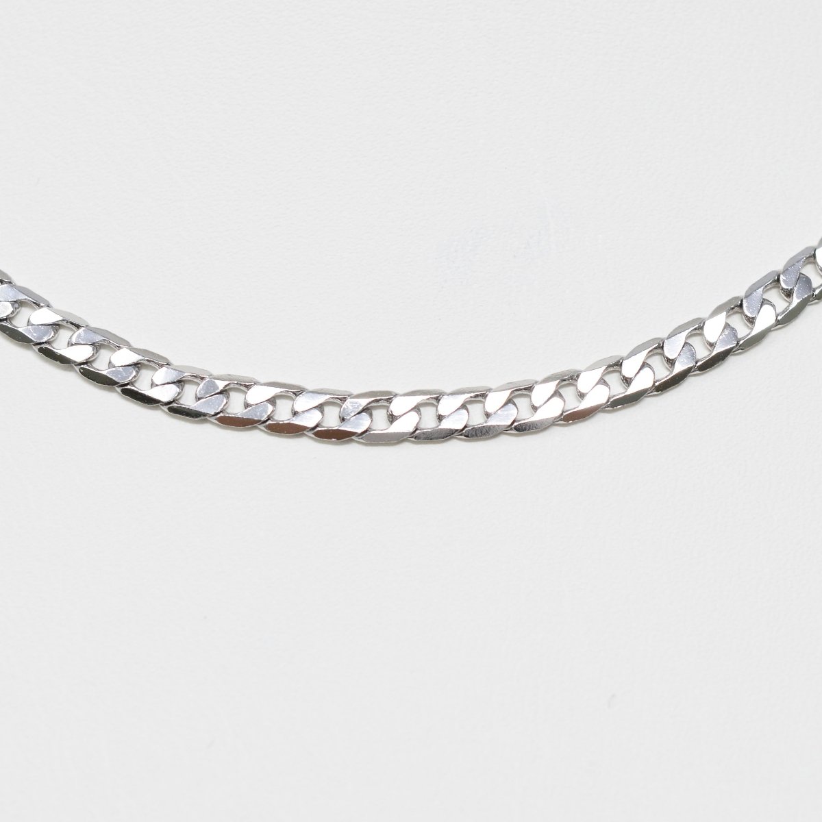 Silver Curb Flat Oval Smooth White gold Filled Chain 17.7" inch 3mm Tarnish Resistant Finished Chain for Jewelry Making and Craft Supplies | CN-1010 Clearance Pricing - DLUXCA