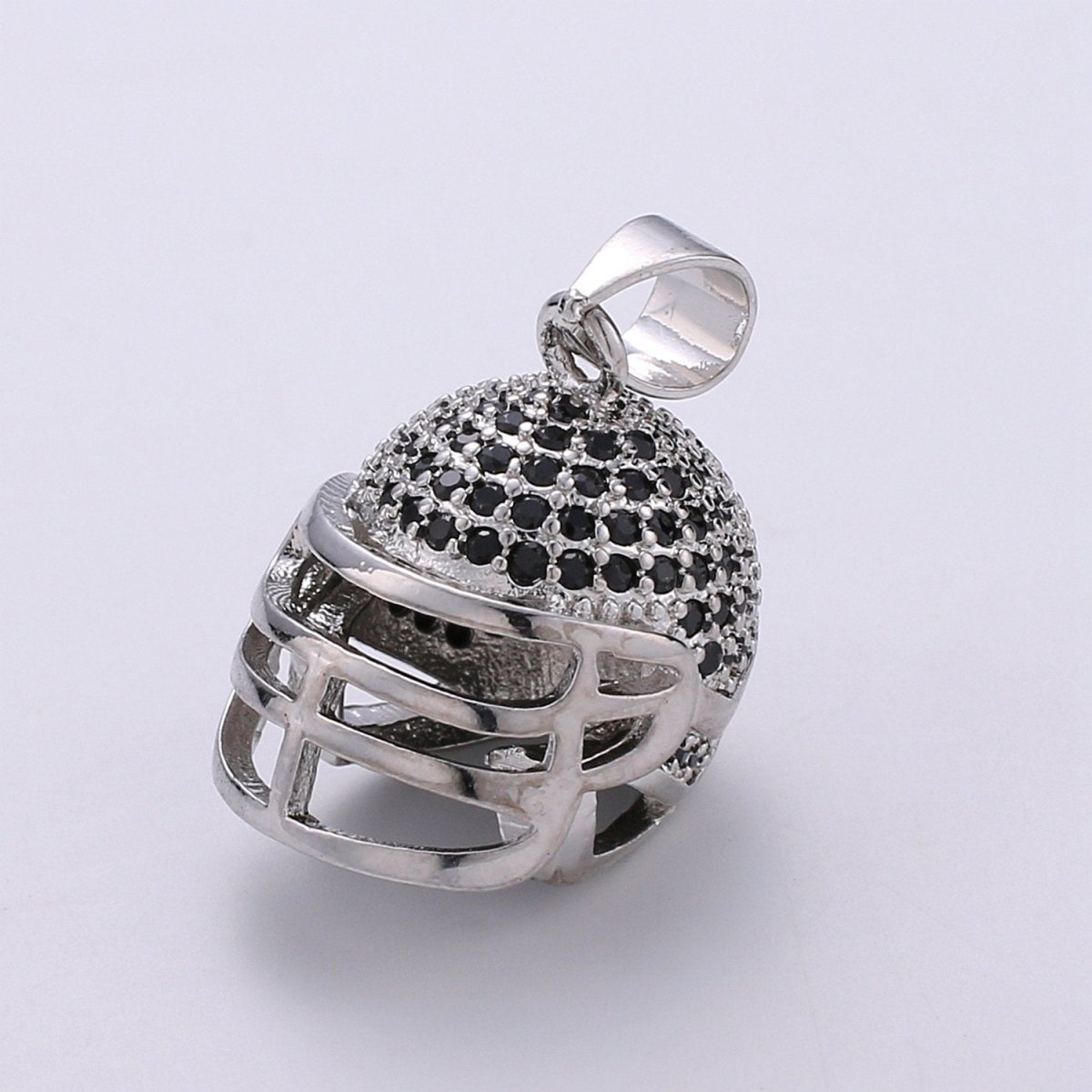 Silver Football Helmet Charm Cubic Helm 3D Helmet charm Silver Helm Pendant for Necklace Unisex Men Jewelry supply J-046,J-047 - DLUXCA