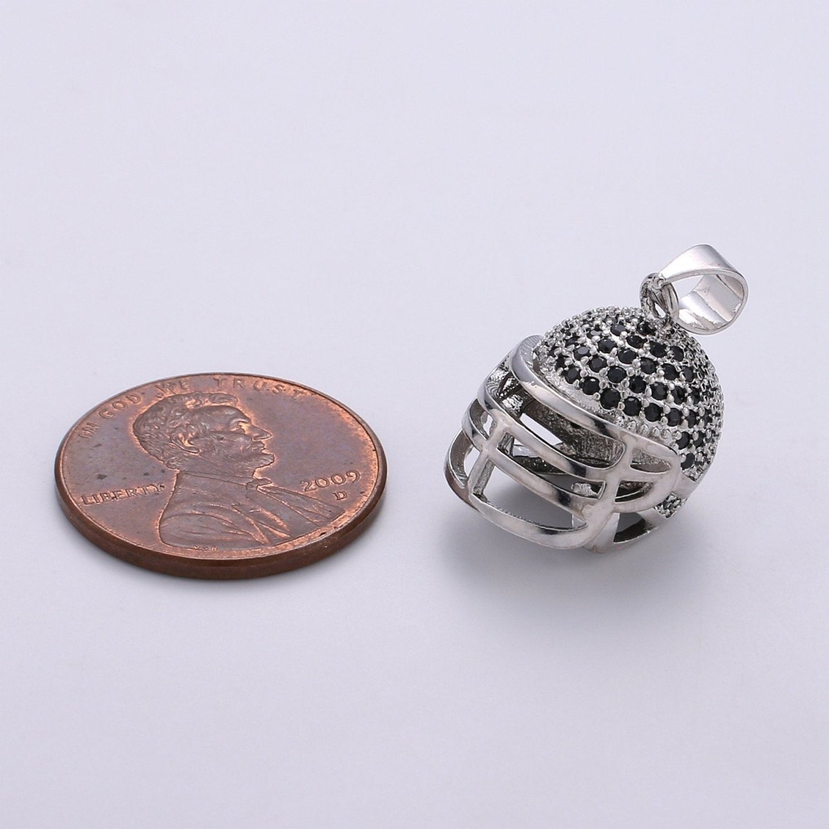 Silver Football Helmet Charm Cubic Helm 3D Helmet charm Silver Helm Pendant for Necklace Unisex Men Jewelry supply J-046,J-047 - DLUXCA
