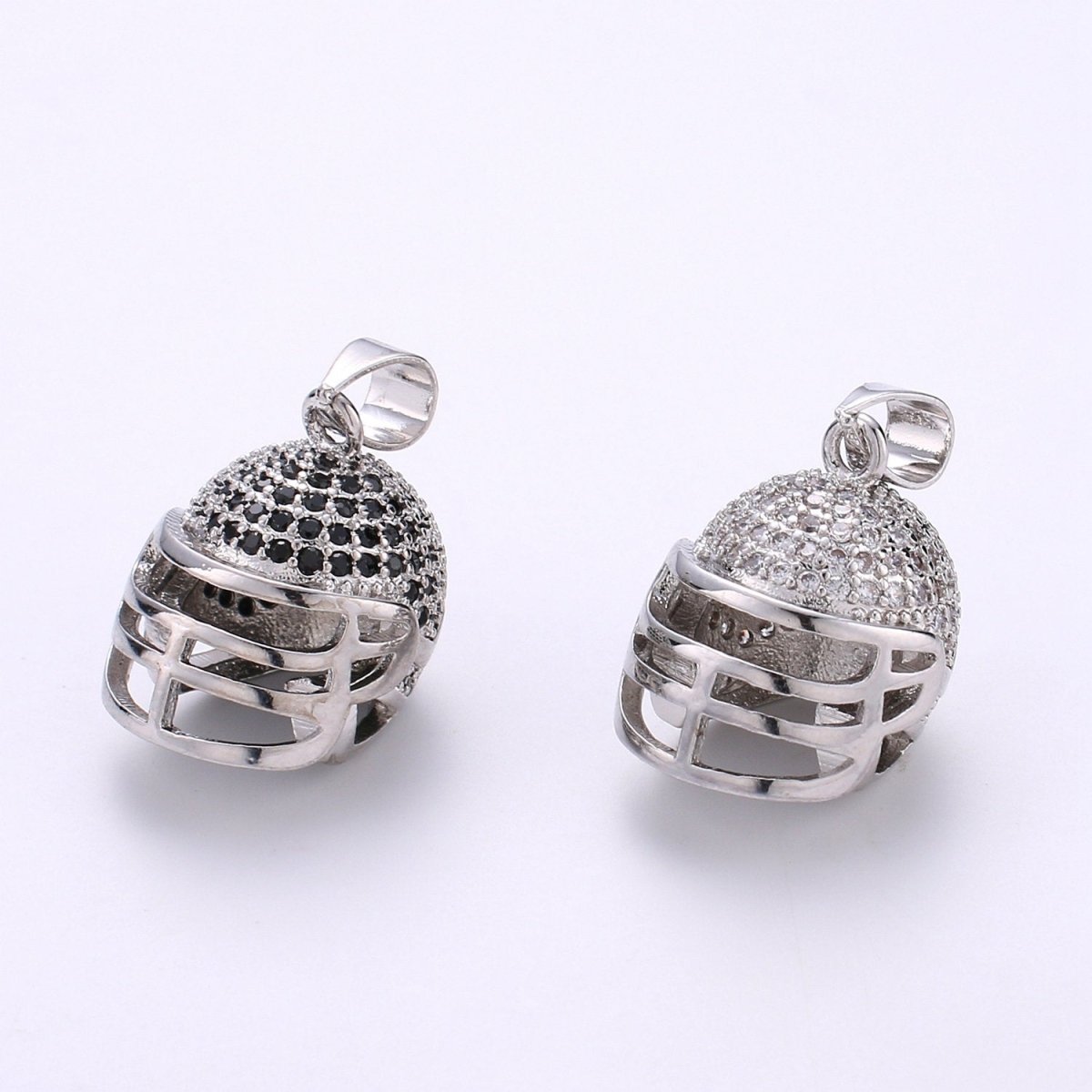 Silver Football Helmet Charm Cubic Helm 3D Helmet charm Silver Helm Pendant for Necklace Unisex Men Jewelry supply J-046,J-047 - DLUXCA
