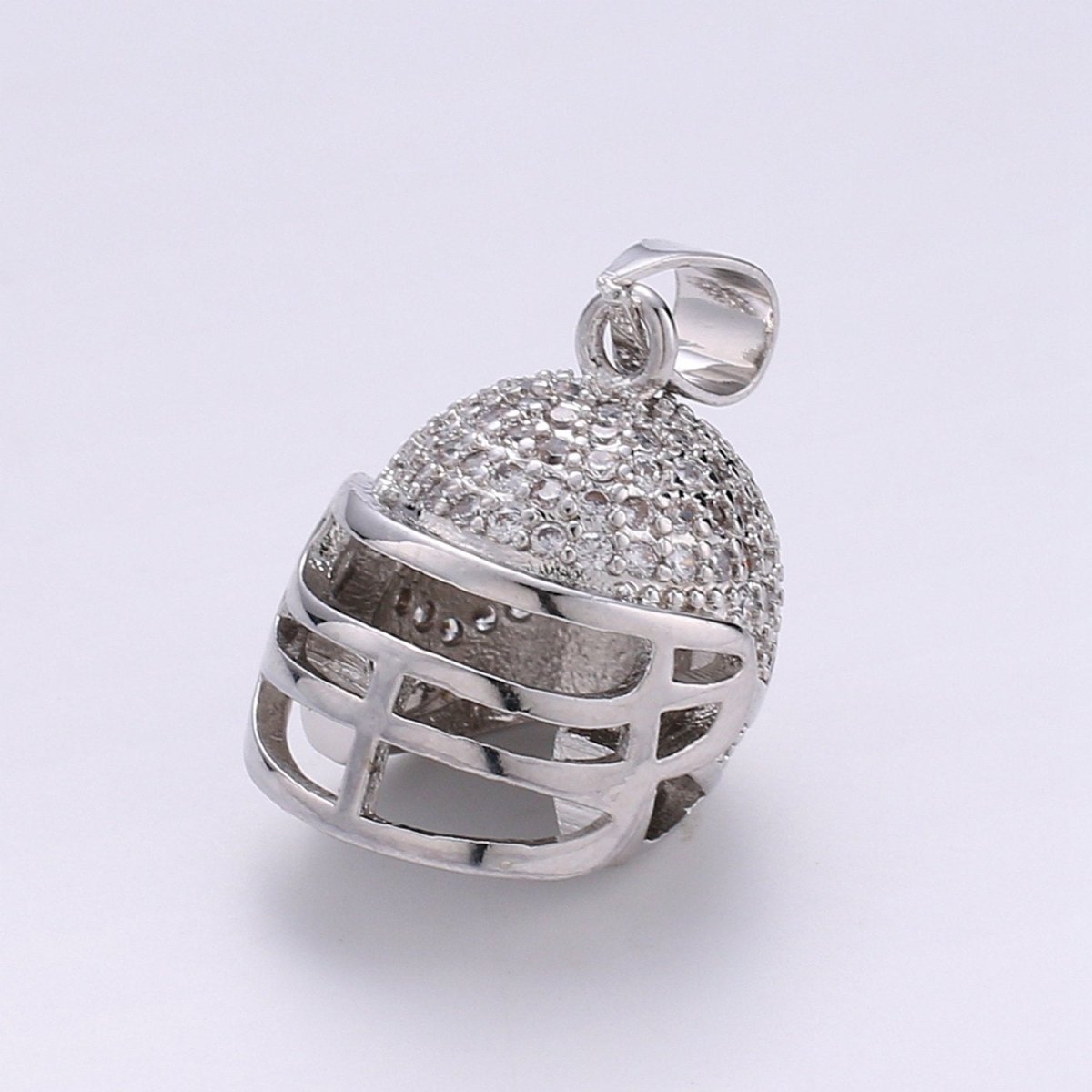 Silver Football Helmet Charm Cubic Helm 3D Helmet charm Silver Helm Pendant for Necklace Unisex Men Jewelry supply J-046,J-047 - DLUXCA