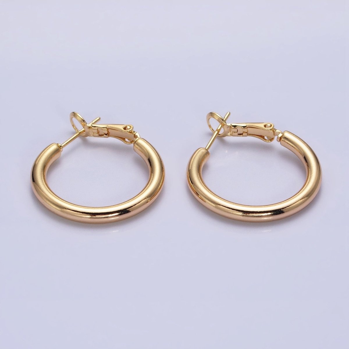 Silver, Gold 20mm, 25mm Chubby Tube Hinge Hoop Earrings | AB592 AB1552, AB1095 AB1097 - DLUXCA