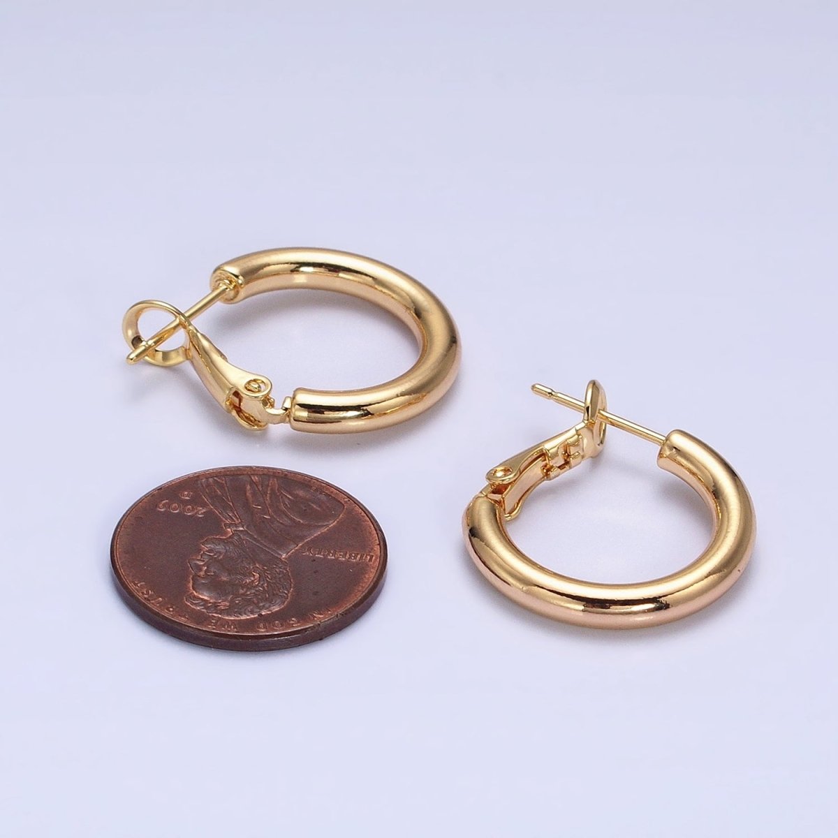 Silver, Gold 20mm, 25mm Chubby Tube Hinge Hoop Earrings | AB592 AB1552, AB1095 AB1097 - DLUXCA