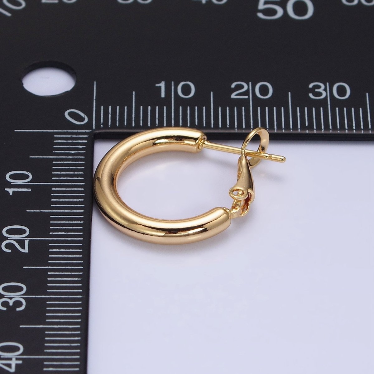 Silver, Gold 20mm, 25mm Chubby Tube Hinge Hoop Earrings | AB592 AB1552, AB1095 AB1097 - DLUXCA